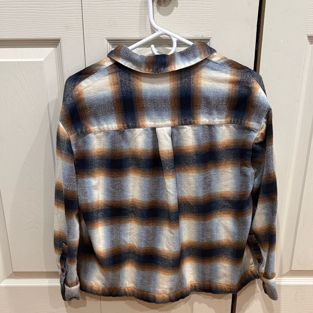 Madewell Westlake Flannel Plaid Shirt in Blue and Brown Small - Picture 3 of 4